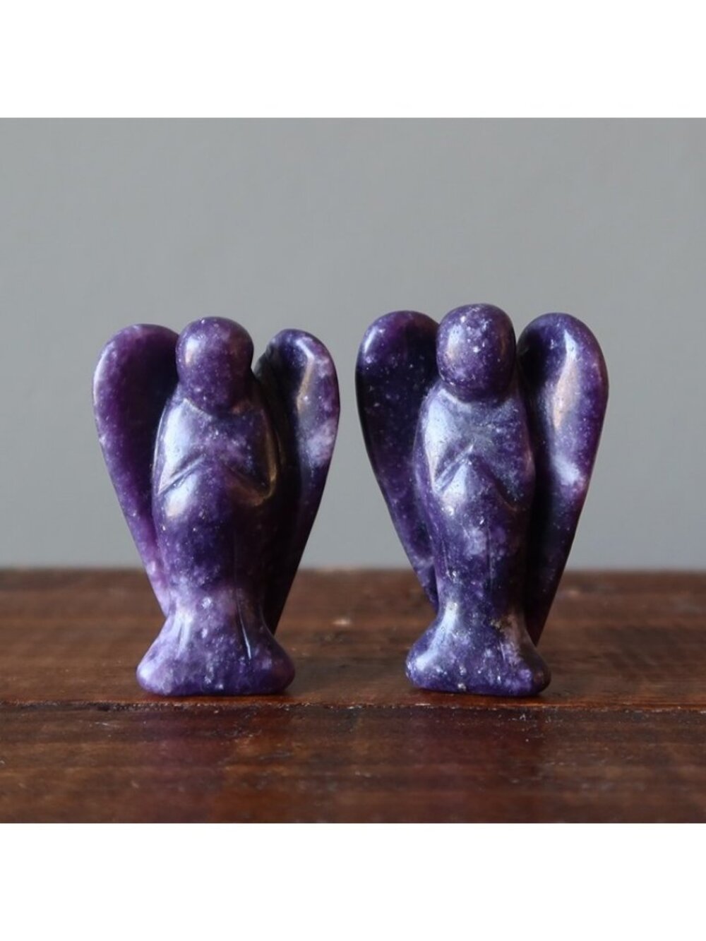 Lepidolite Angel Pair Purple Spiritual Crystals Set of 2 Gemstone Mica Figurines